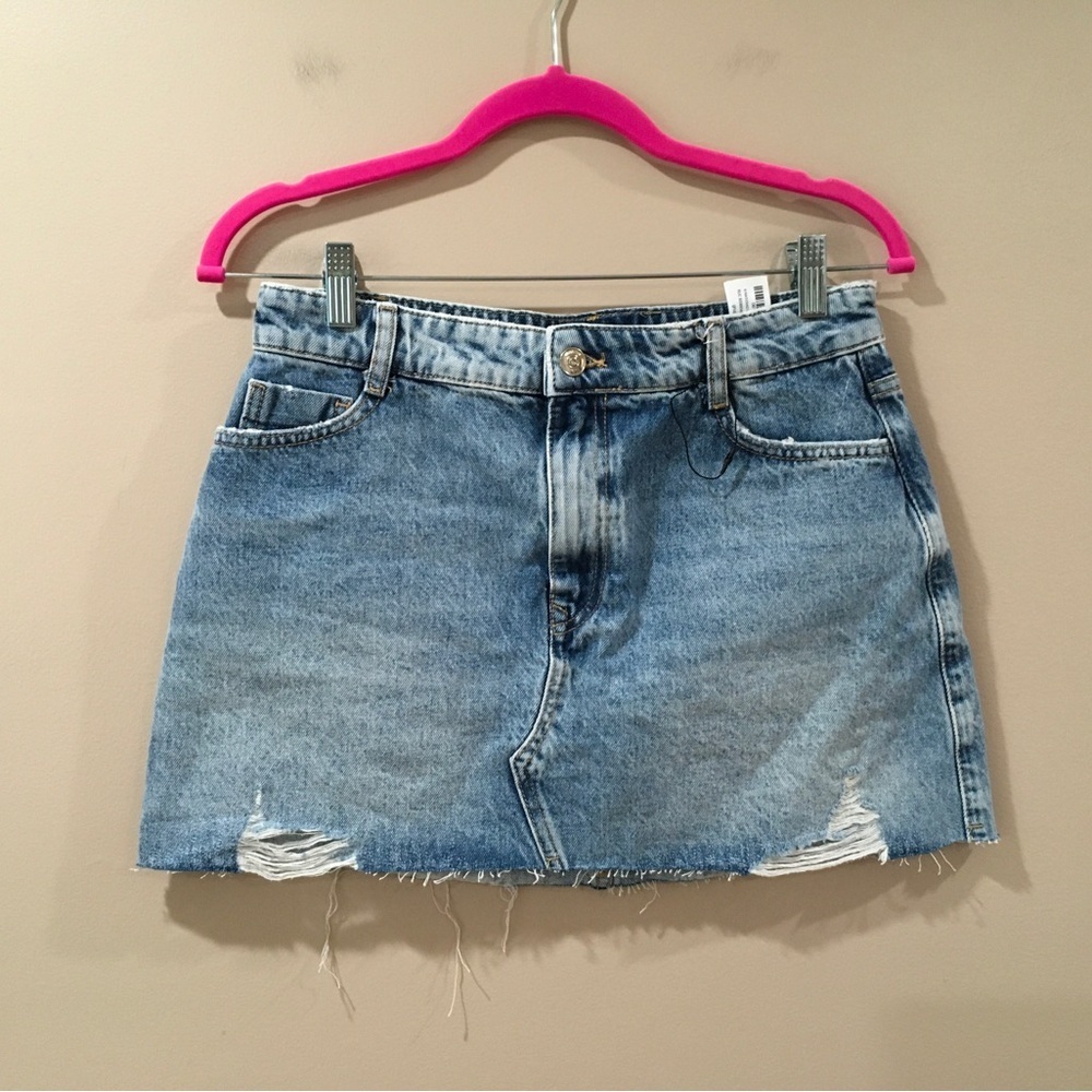 Zara Women Small Mini Skirt Denim Blue  6164/223 90s Y2K Vintage Look Beach